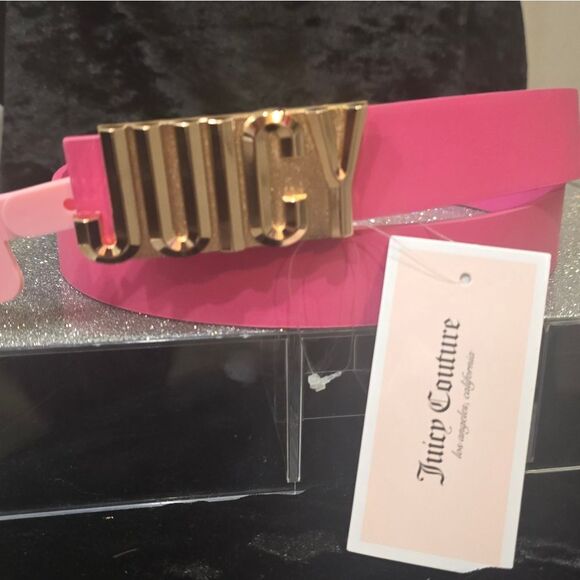 Juicy Couture Juicy Logo Name Plate Buckle Belt- Pink main image 7